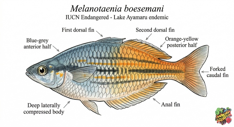Boesemani Rainbowfish fin anatomy diagram