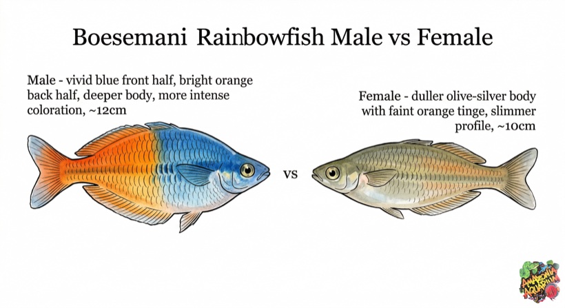 Boesemani Rainbowfish male vs female comparison