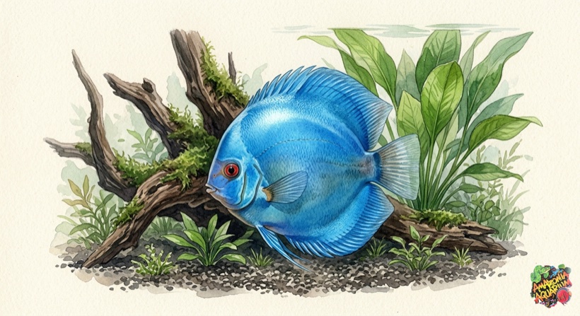 Discus fish — the King of the Aquarium — displaying vibrant colours and majestic round body shape