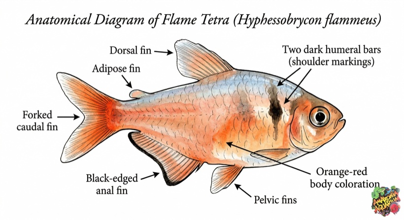 Flame Tetra fin anatomy diagram