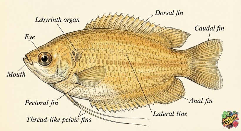 Honey Gourami fin anatomy diagram