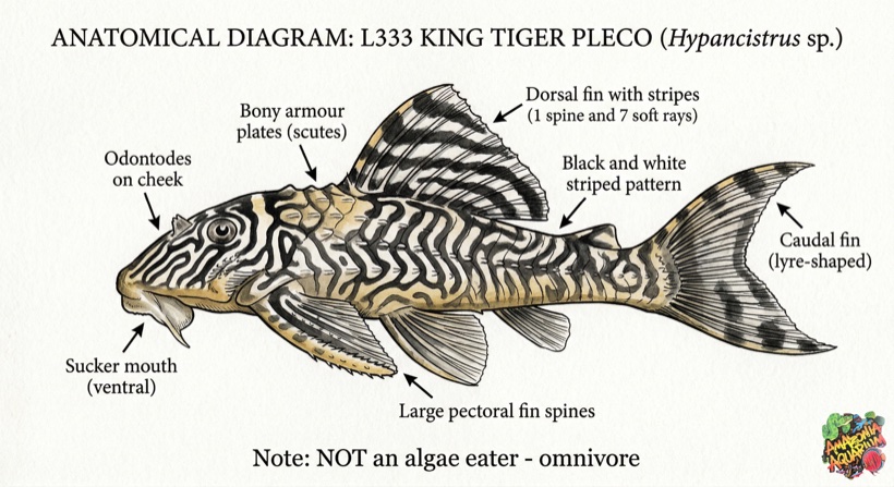 L333 King Tiger Pleco fin anatomy diagram