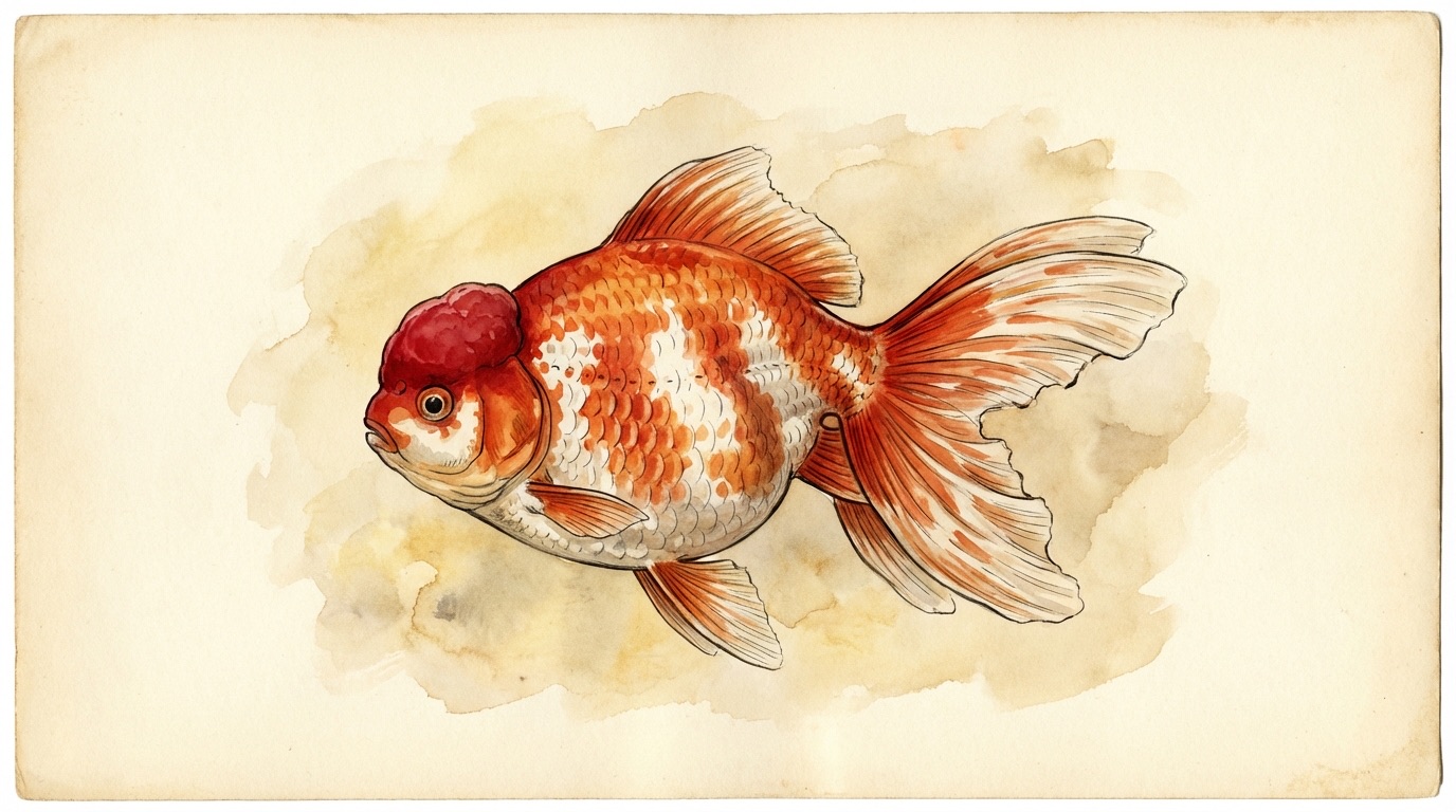 Oranda Rose Tail Goldfish — scientific illustration