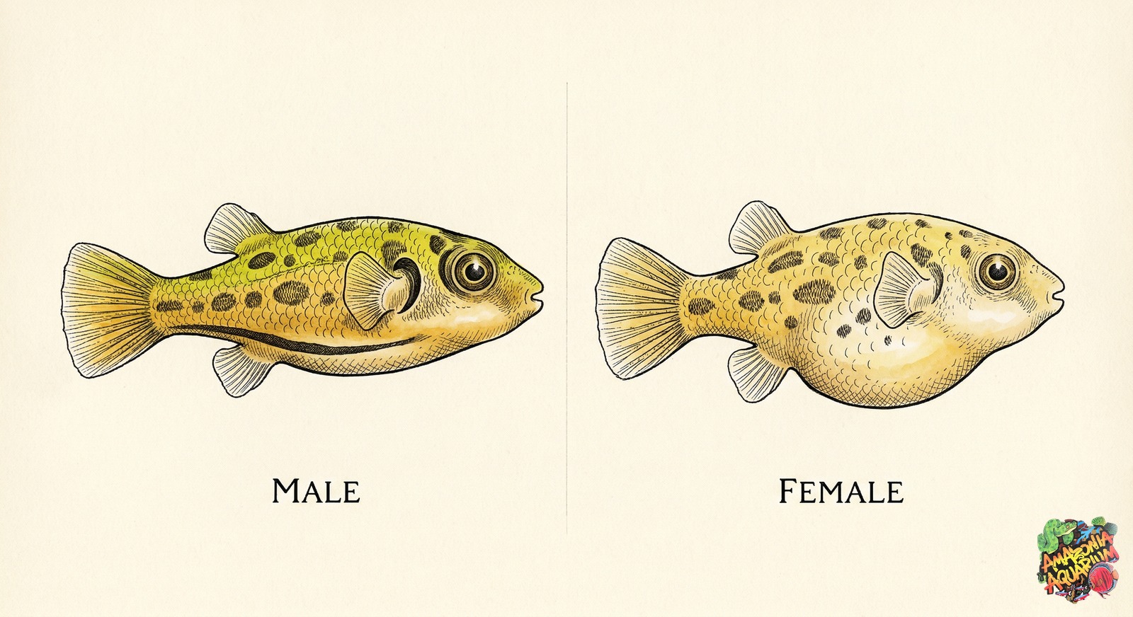 Pea Puffer male vs female comparison