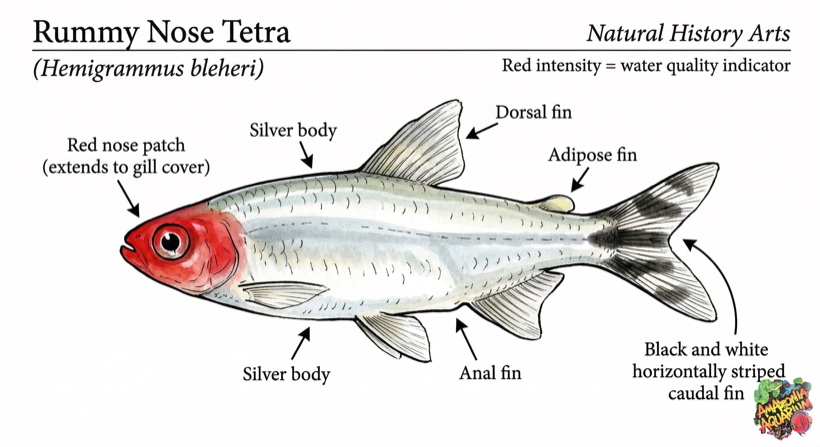 Rummy Nose Tetra fin anatomy diagram