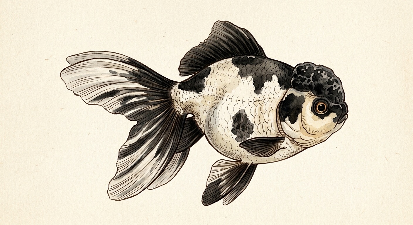Watercolor Specimen - thai panda oranda A Grade Thai Panda Oranda - Image 1